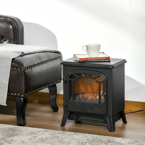 Freestanding Electric Fireplace with Realistic Flame Effect 750W/1500W, Black