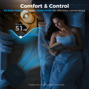 4-in-1 Portable Air Conditioner, 8000 BTU with Cooling, Dehumidifying, Fan, Sleep Mode, Wi-Fi Voice Remote Control, Black