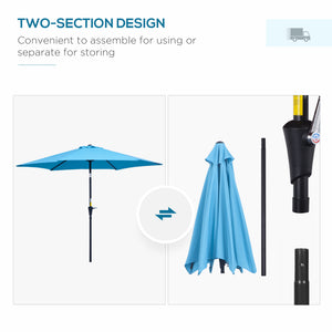 8.5-foot round parasol, blue