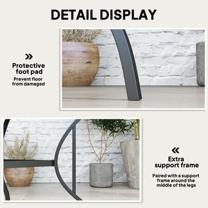 Square garden table with parasol hole, dark grey