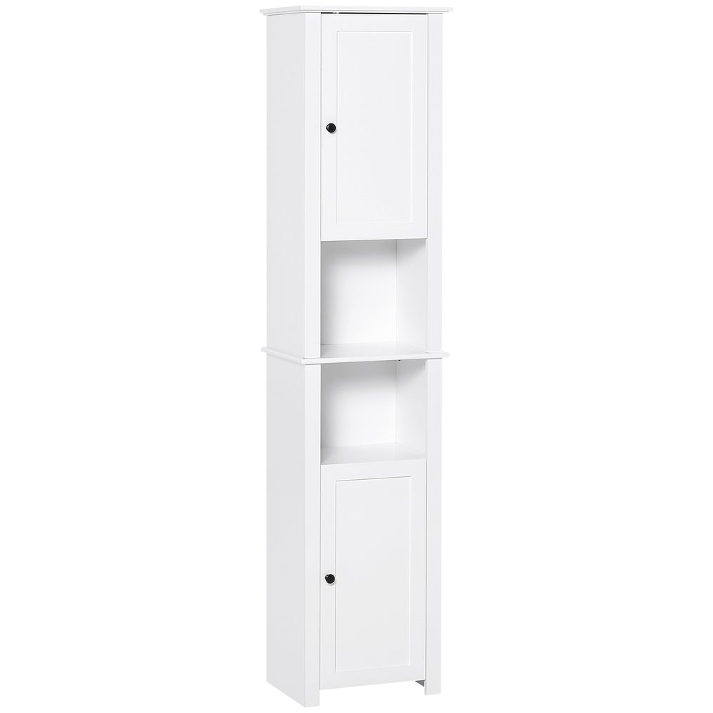Tall Medicine Cabinet with Shelves and 2 Cupboards, Bathroom Organizer, White