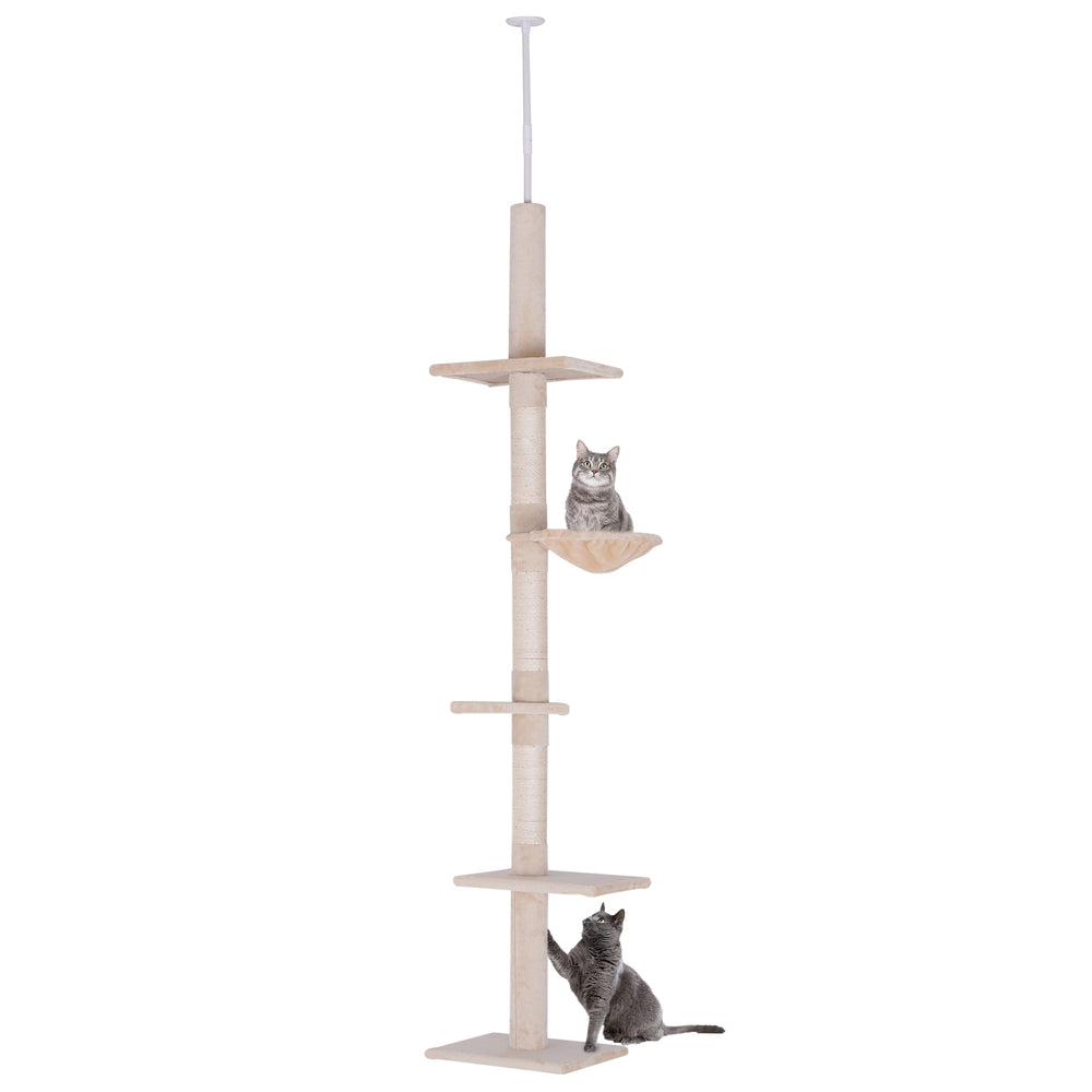 2.6m 5-Level Cat Tree with Scratching Post, Beige