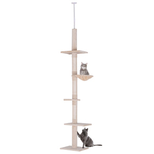 2.6m 5-Level Cat Tree with Scratching Post, Beige
