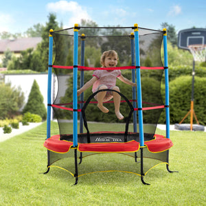 Trampoline 4,6 pieds avec filet de sécurité et coussin de protection, multicolore