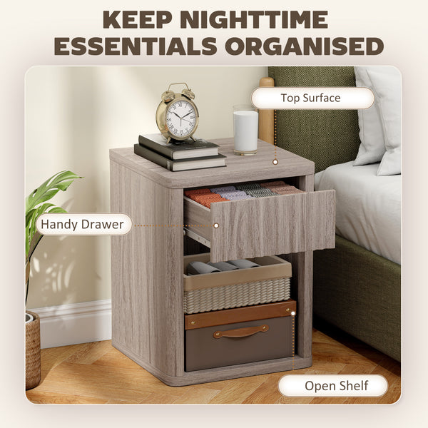 Ensemble de 2 tables de chevet modernes, grises