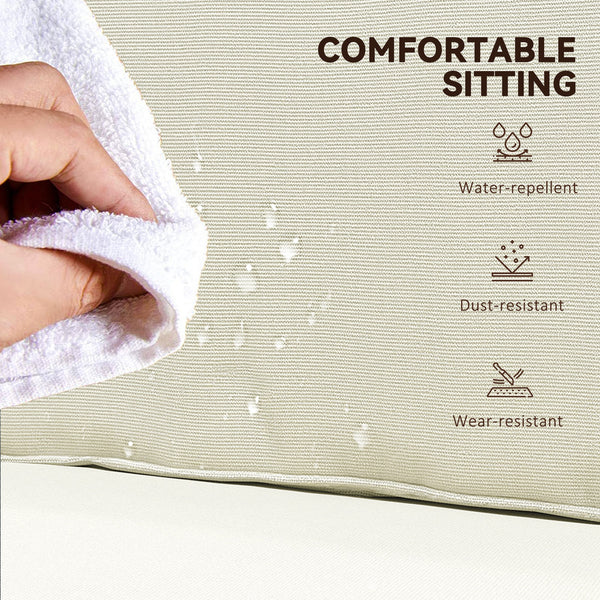 14-Piece Replacement Cushions for Rattan Furniture, 7 Seater &amp; 7 Backrest, Cream Color