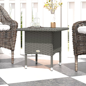 Wicker outdoor side table with fully woven top, grey