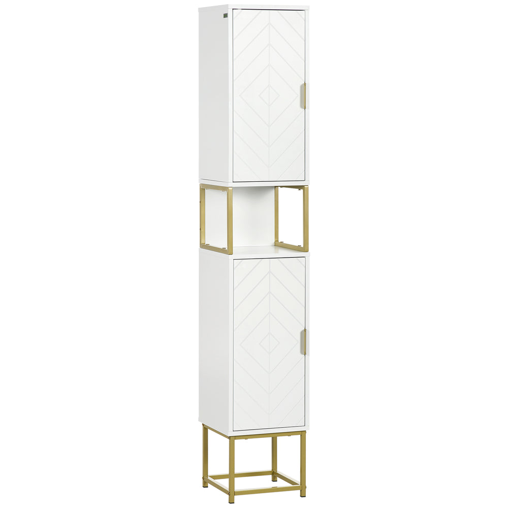 Tall bathroom storage cabinet, adjustable shelf, white