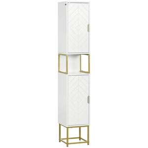 Tall bathroom storage cabinet, adjustable shelf, white