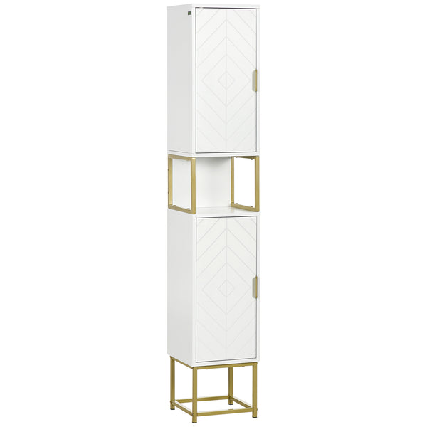 Tall bathroom storage cabinet, adjustable shelf, white