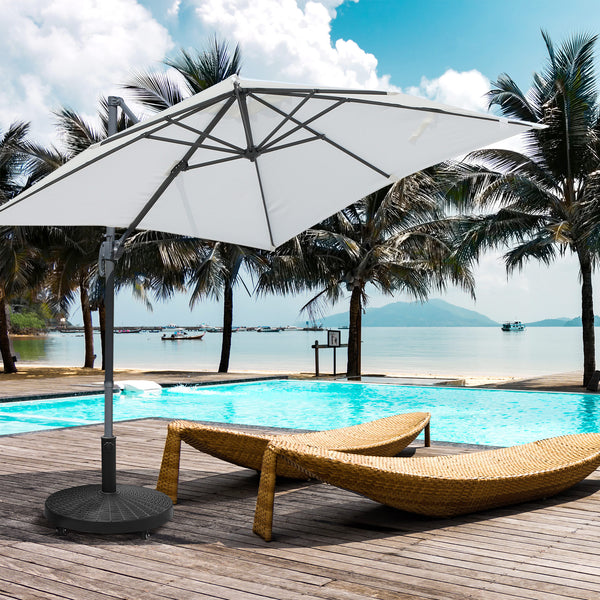 Round resin parasol base, black 