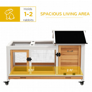 Rabbit cage with wheels, ramp, run, and tray