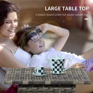 Patio coffee table in woven resin, heather grey