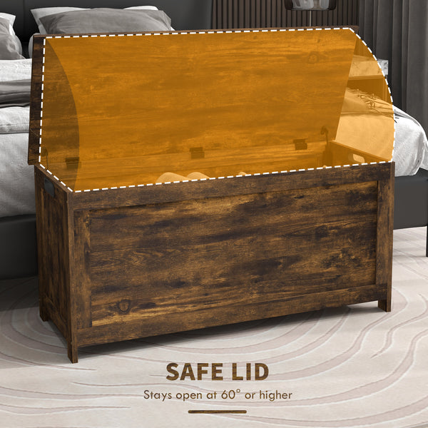 Storage chest with 2 safety hinges, rustic brown