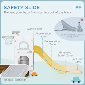 4-in-1 Toddler Slide with Basketball Hoop, Grey