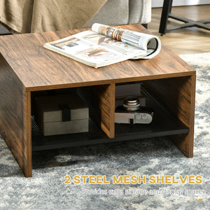 Set of 2 square coffee tables, brown