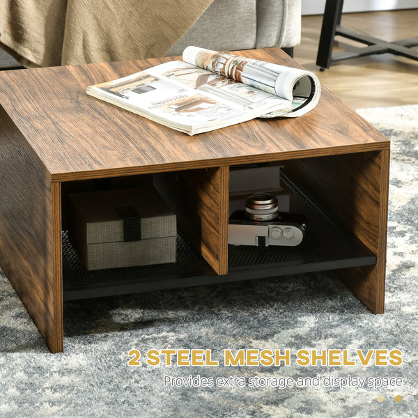 Set of 2 square coffee tables, brown