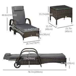 3-piece resin wicker set with table and 2 lounge chairs 