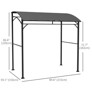 7' x 5' Garden Grill Canopy, BBQ Grill Gazebo Tent with Steel Frame and Hooks, Outdoor Sun Shade, Charcoal Grey