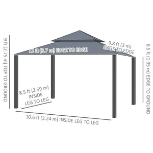 10 x 12 double-roofed gazebo with mosquito netting and curtains