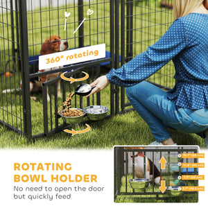 Enclosure with adjustable bowls and sun protection