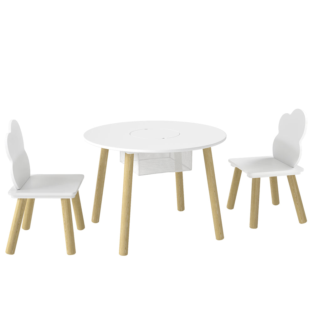 3-piece Children's Table and Chair Set, including an activity table, cloud-shaped chairs, and a mesh bag.