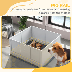 Whelping box with retractable light stand and waterproof mat