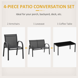 4-piece garden furniture set, dark grey