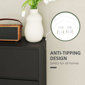 4-drawer chest of drawers for independent storage, black