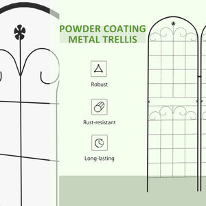 Set of 2 garden trellises for climbing plants, outdoor metal for terrace