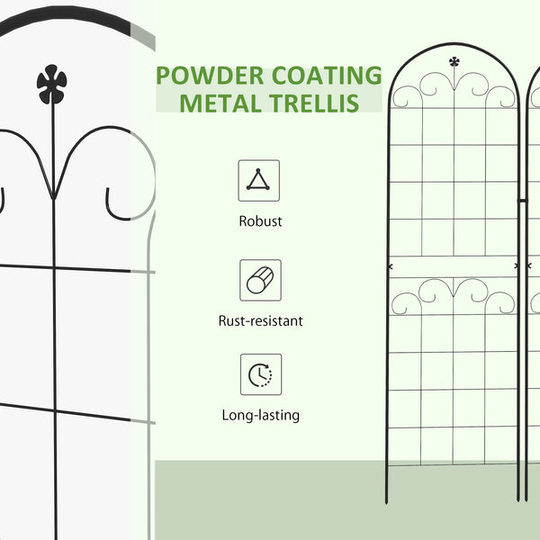 Set of 2 garden trellises for climbing plants, outdoor metal for terrace