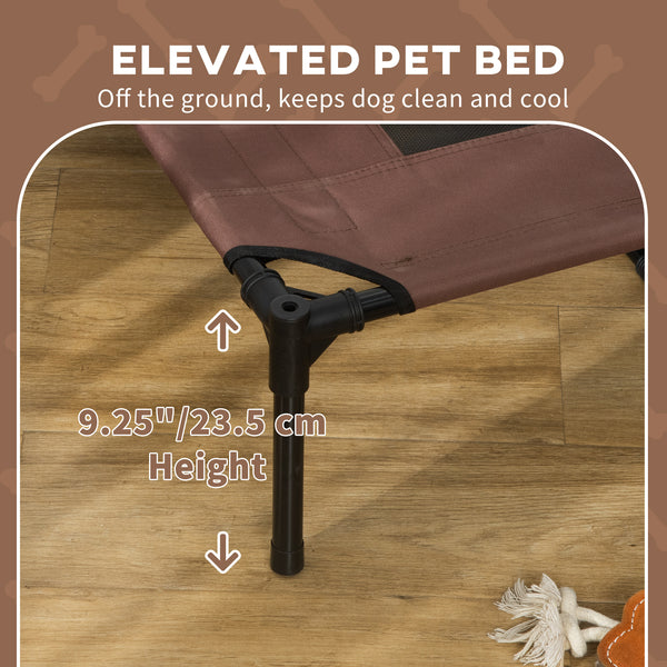 Elevated dog bed with canopy, coffee color