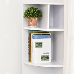 5-Tier Corner Bookcase with Open Compartments, White