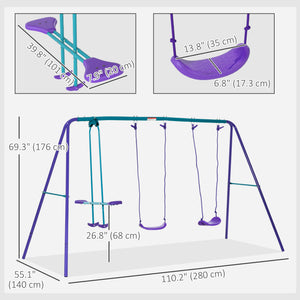 3-in-1 module with double swings and glider, purple