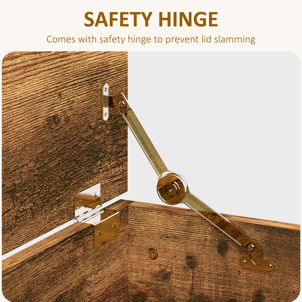 Storage chest with 2 safety hinges, rustic brown