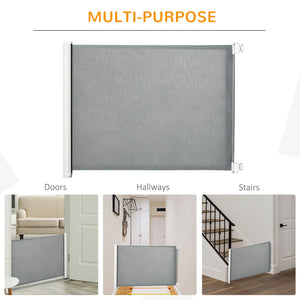 Retractable grey safety barrier
