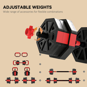 44 lb 6-in-1 Adjustable Dumbbell Set with Barbell, Kettlebell, and Push-up Stands