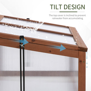 Wooden cold frame with hinged and tilting lid, brown
