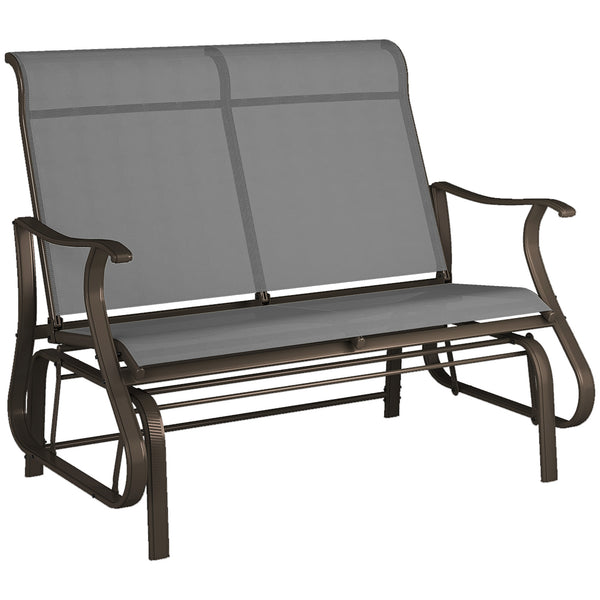 Double rocking chair with mesh seat and back, light grey