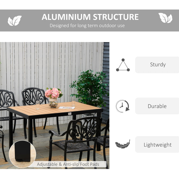 Aluminum outdoor dining table for 6 people
