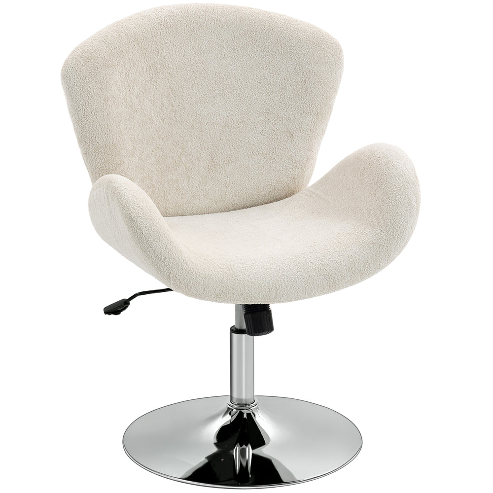 Swivel office chair in velvet with a wide seat, cream white