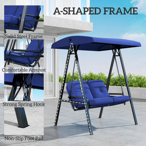 2-seater outdoor swing with adjustable canopy, dark blue