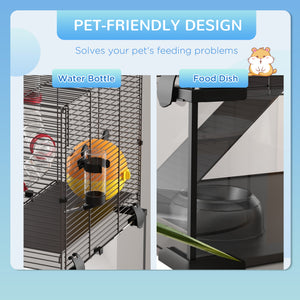 Cage with deep glass bottom, tunnel system, platforms and nest box