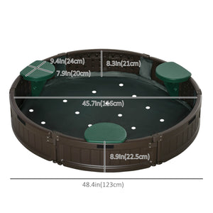 Sandbox with waterproof cover and fabric lining, brown