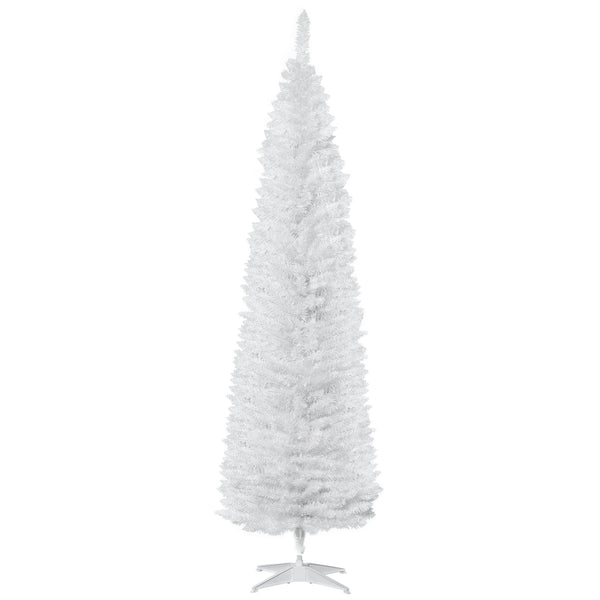 7ft Slim White Artificial Christmas Tree with Sturdy Metal Stand
