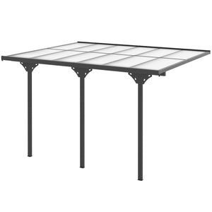 10 x 12 pergola with rigid polycarbonate roof, adjustable height, grey