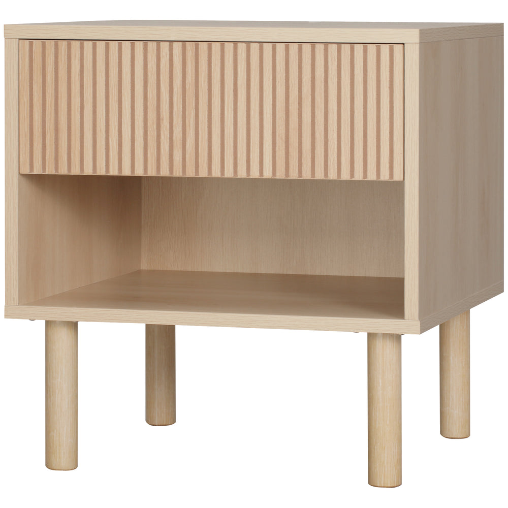 Modern bedside table with drawer and open shelf