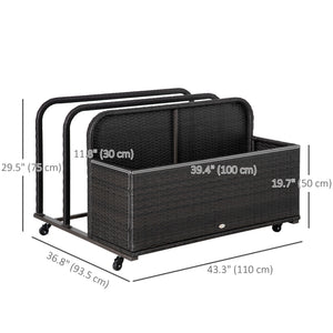 Rolling pool storage unit, brown