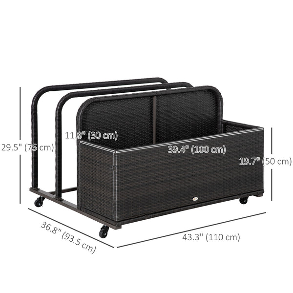 Rolling pool storage unit, brown