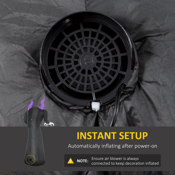 7ft Halloween Inflatable Ghost with Horns, LED Display with Flame Effect